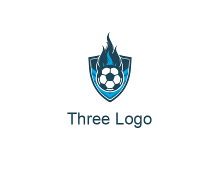 football on fire in shield