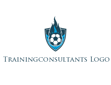 football on fire in shield