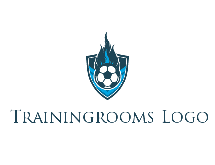 football on fire in shield