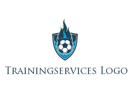 football on fire in shield