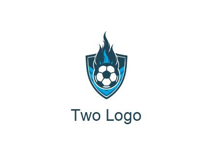 football on fire in shield