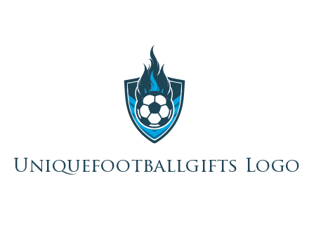 football on fire in shield