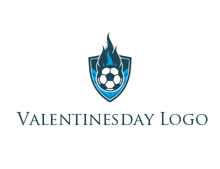 football on fire in shield