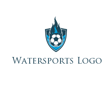 football on fire in shield