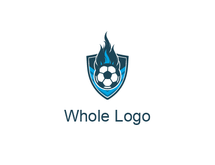 football on fire in shield