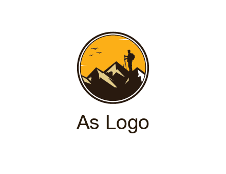 hiker on mountain in circle