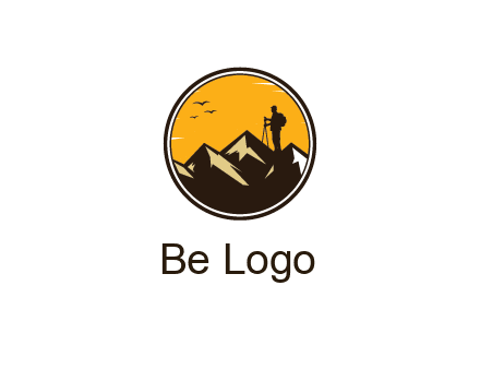 hiker on mountain in circle