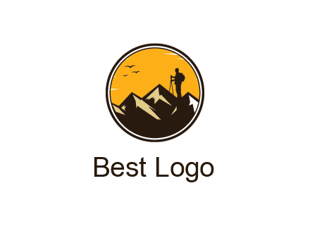 hiker on mountain in circle