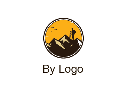 hiker on mountain in circle