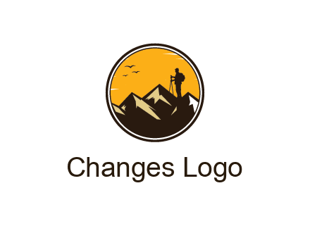 hiker on mountain in circle