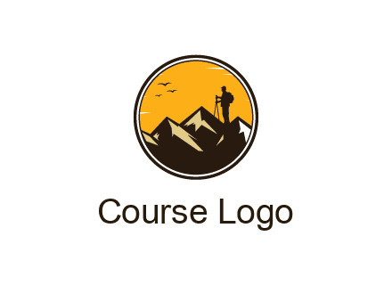 hiker on mountain in circle