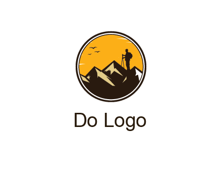 hiker on mountain in circle