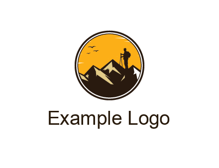 hiker on mountain in circle
