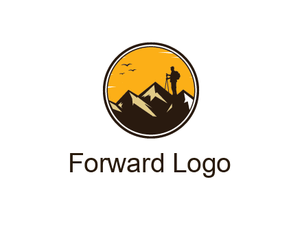 hiker on mountain in circle
