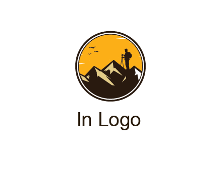 hiker on mountain in circle