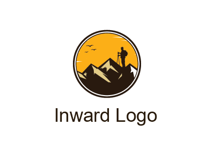 hiker on mountain in circle