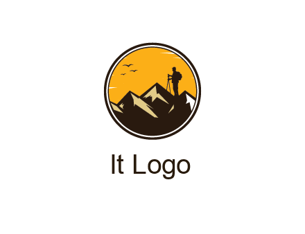 hiker on mountain in circle