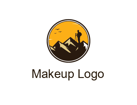 hiker on mountain in circle