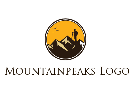 hiker on mountain in circle
