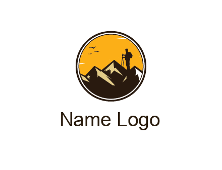 hiker on mountain in circle