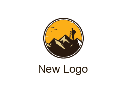 hiker on mountain in circle