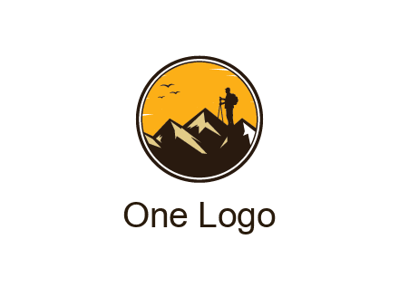 hiker on mountain in circle