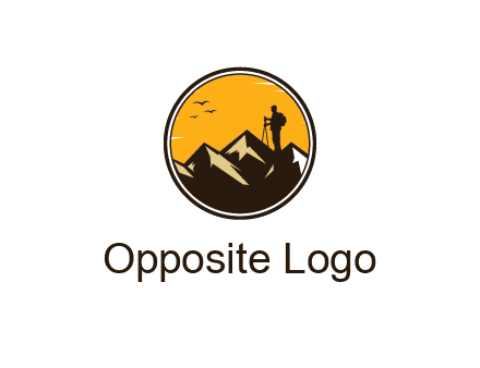 hiker on mountain in circle