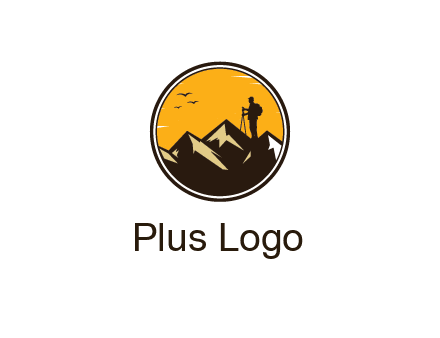 hiker on mountain in circle