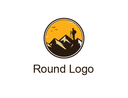 hiker on mountain in circle