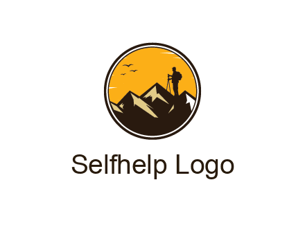hiker on mountain in circle