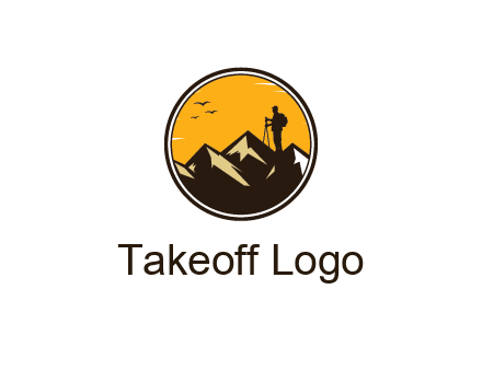 hiker on mountain in circle