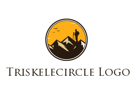 hiker on mountain in circle