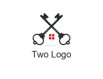 two keys forming negative spacing house