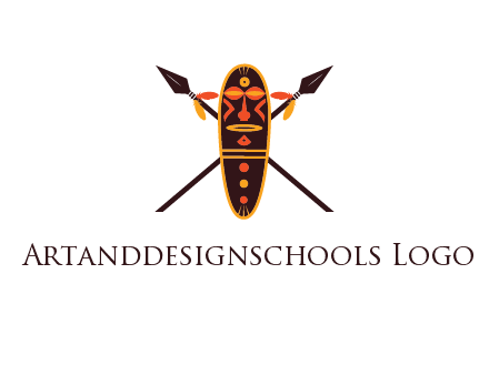 spears behind traditional spearhead mask 