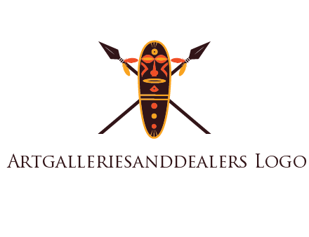 spears behind traditional spearhead mask 