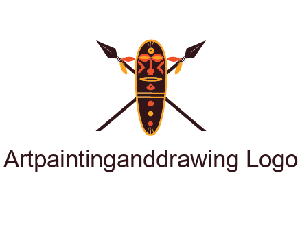 spears behind traditional spearhead mask 
