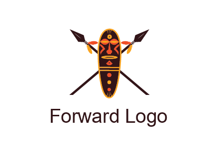 spears behind traditional spearhead mask 