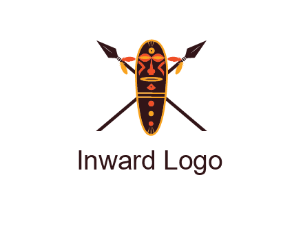 spears behind traditional spearhead mask 