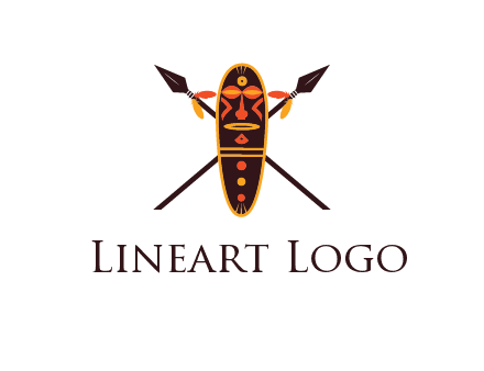 spears behind traditional spearhead mask 