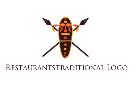 spears behind traditional spearhead mask 