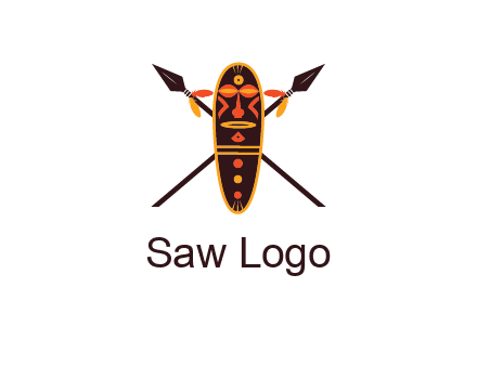 spears behind traditional spearhead mask 