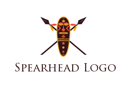 spears behind traditional spearhead mask 