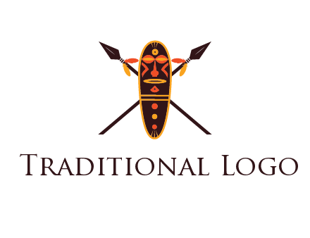 spears behind traditional spearhead mask 