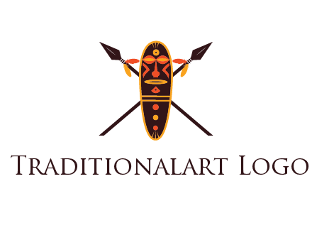 spears behind traditional spearhead mask 