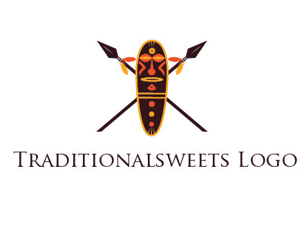 spears behind traditional spearhead mask 