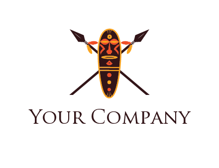 spears behind traditional spearhead mask 
