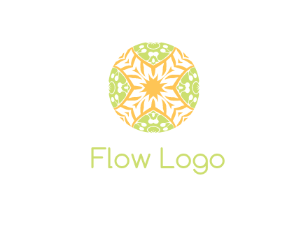 floral pattern in circle symbol