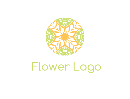 floral pattern in circle symbol