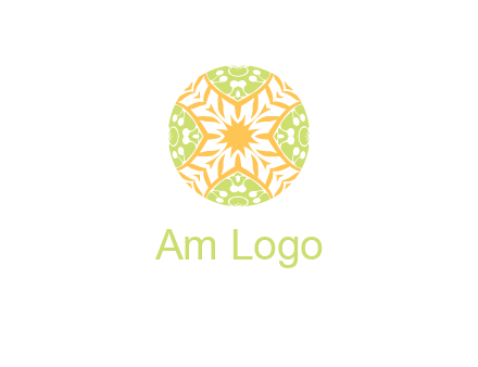 floral pattern in circle symbol