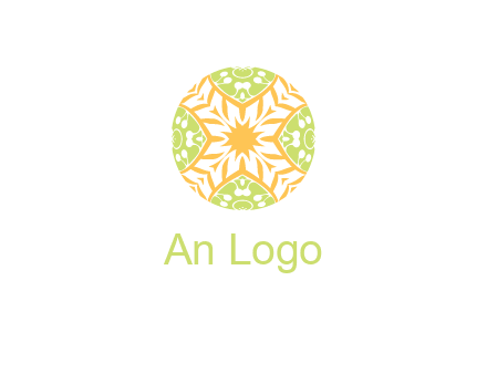floral pattern in circle symbol